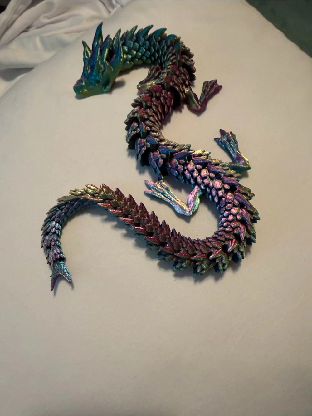 Iridescent Multicolor Dragon Figure - Shimmering Teal & Purple Playset Accent